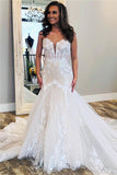 Elegant Sleeveless Mermaid Sheath Backless Sweetheart Applique Lace Wedding Dresses uk RJS235