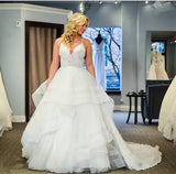 Elegant Spaghetti Straps Sweetheart Tulle Wedding Gown With Beading Tiered Rjerdress