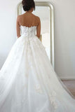 Elegant Strapless Sweetheart Long Wedding Dress With Beading Lace Appliques W1009 Rjerdress