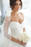 Elegant Strapless Sweetheart Long Wedding Dress With Beading Lace Appliques W1009 Rjerdress