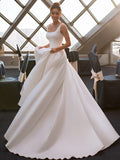 Elegant Straps Square Neck Simple Ball Gown Wedding Dresses Bride Dresses