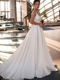 Elegant Straps Square Neck Simple Ball Gown Wedding Dresses Bride Dresses Rjerdress