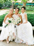 Elegant Sweetheart High Low Lace Appliques Bridesmaid Dress Rjerdress
