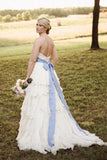 Elegant Sweetheart Spaghetti Straps Chiffon Ruffles Wedding Dresses Bride  Dresses