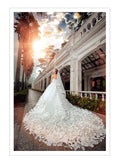 Elegant Sweetheart Strapless Lace up Tulle Court Train Wedding Dresses With Flowers Rjerdress