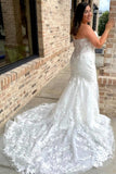 Elegant Sweetheart Strapless Wedding Dress With Appliques Mermaid Bride Dresses RJS994