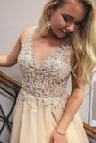 Elegant Tulle Beads Straps Prom Dresses with Split Long Cheap Evening Dresses rjs782 Rjerdress