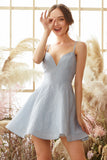 Elegant V-Neck A-Line Blue Short Homecoming Dress Cocktail Dresses Rjerdress