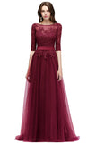 Elegant long lace long sleeve prom dress a line prom dress charming affordable prom dress RJS123 Rjerdress