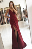 Evening Dresses Mermaid V Neck With Ruffles And Slit Rjerdress