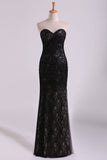 Evening Gown Sweetheart Mermaid Floor Length Corset Black Lace Tulle Illusion Rjerdress
