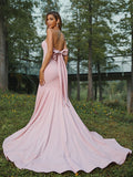 Evening & Prom Dresses Pink Sweetheart Mermaid/Trumpet Bowknot Court Train