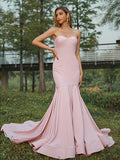 Evening & Prom Dresses Pink Sweetheart Mermaid/Trumpet Bowknot Court Train Rjerdress