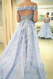 Exquisite Prom Dresses Off The Shoulder Organza With Beads And Handmade Flower Rjerdress