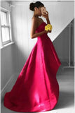 Fabulous Strapless Red Sleeveless High Low Fuchsia Pleated Prom Dresses Rrjs742 Rjerdress