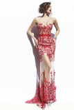 Fabulous Sweetheart Strapless Floor-Length Sheath Prom Dresses with Lace Pearls Sash RJS763 Rjerdress