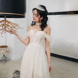 Fairy Sweetheart A Line Lace Long Ivory Sexy Wedding Dresses Rjerdress