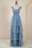 Fantastic Straps Tulle Tiered Multi-Layers Prom Dresses RJS565