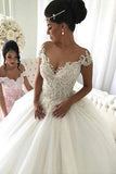 Fantastic Wedding Dresses Scoop Neck Ball Gown Tulle With Appliques Floor Length Rjerdress