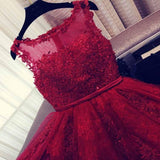 Fashion A-Line Scoop Sleeveless Red Long Homecoming Dress With Appliques RRJS14 Rjerdress