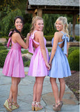 Fashion A-line Scoop Short Taffeta Homecoming/Bridesmaid Dress With Bowknot RJS478