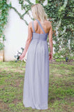 Fashion Chiffon One Shoulder A Line Open Back Lavender Floor Length Bridesmaid Dresses Rjerdress