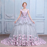 Floral Ball Gown Off the Shoulder Layered Custom Made Quinceanera Dress Wedding Dress Rjerdress