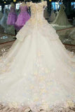 Floral Bridal Dresses A Line With Handmade Flowers Lace Up Rjerdress