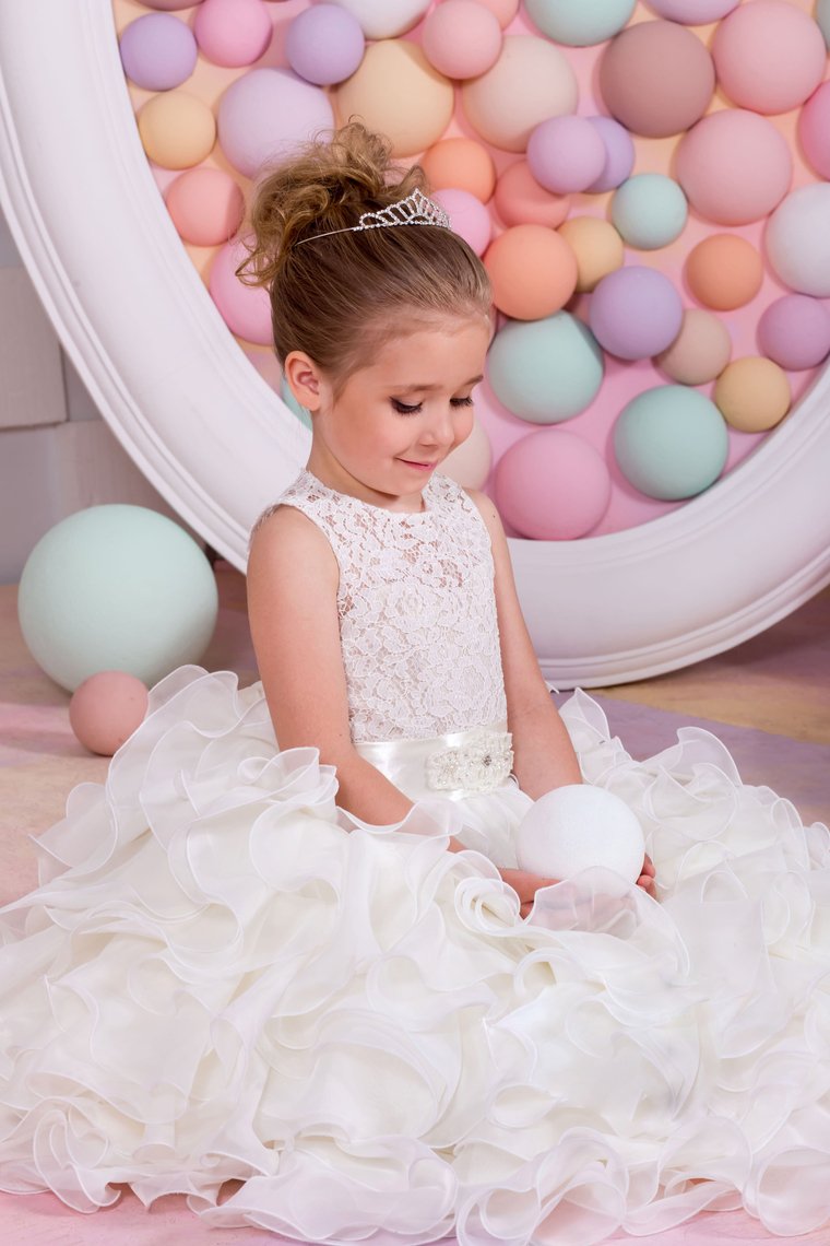 Flower Girl Dresses A Line Chiffon & Lace With Sash Lace Up Rjerdress