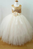 Flower Girl Dresses A Line Scoop Tulle & Sequin With Sash Rjerdress