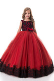 Flower Girl Dresses Ball Gown Scoop Tulle With Applique And Bow Knot Rjerdress