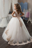 Flower Girl Dresses Ball Gown Scoop Tulle With Applique Rjerdress