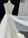 Flowy A Line V Neck Tulle Wedding Dresses with Beads Lace Appliques, Beach Bride Dresses RJS15517 Rjerdress