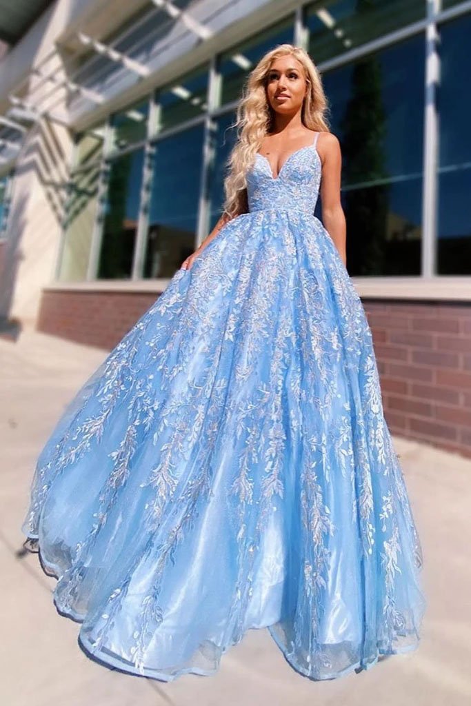 Ball Gown Princess Sweetheart Tulle Sweep Train Prom Dress With Appliqued  Lace - Prom Dresses - Stacees