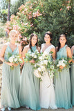 Flowy Long Floor Length Simple Bridesmaid Dresses Elegant Wedding Party Gowns Rjerdress