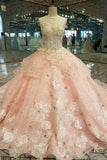 Foral Bridal Dresses Lace Up With Appliques And Beads Scoop Neck Rjerdress