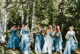 Formal A-Line Blue Chiffon Lace Long Elegant Wedding Party Dresses Bridesmaid Dresses Rjerdress