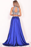 Formal Dresses A Line Two Piece With Rhinestones Stretch Satin Rjerdress