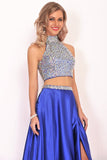 Formal Dresses A Line Two Piece With Rhinestones Stretch Satin Rjerdress
