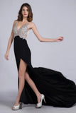 Formal Dresses Full Beaded Spandex Bodice Backless Sexy Court Train Black Rjerdress