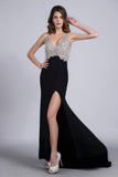 Formal Dresses Full Beaded Spandex Bodice Backless Sexy Court Train Black