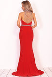 Formal Dresses Mermaid High Neck Spandex With Beading Sweep Train Rjerdress