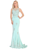 Formal Dresses Mermaid Scoop Spandex With Applique Sweep Train Rjerdress