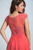 Formal Dresses Scoop A Line Chiffon With Beading Cap Sleeves Rjerdress