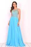 Formal Dresses Scoop Chiffon With Beading A Line Zipper Up