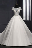 Formal Vintage Ivory Lace Satin Long Ball Gown Wedding Dresses Rjerdress