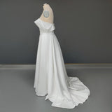 Glitter Off The Shoulder Ball Gown White Sweep Train Wedding Dress Rjerdress