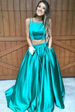 Gorgeous A-line Two Piece Hunter Green Long Prom Dress Formal Dresses Rrjs155