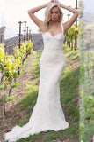 Gorgeous Backless Sweetheart Mermaid Lace Sexy Long Wedding Dresses Rjerdress