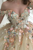 Gorgeous Ball Gown Off the Shoulder Sweetheart Tulle Appliques Wedding Dresses Rjerdress